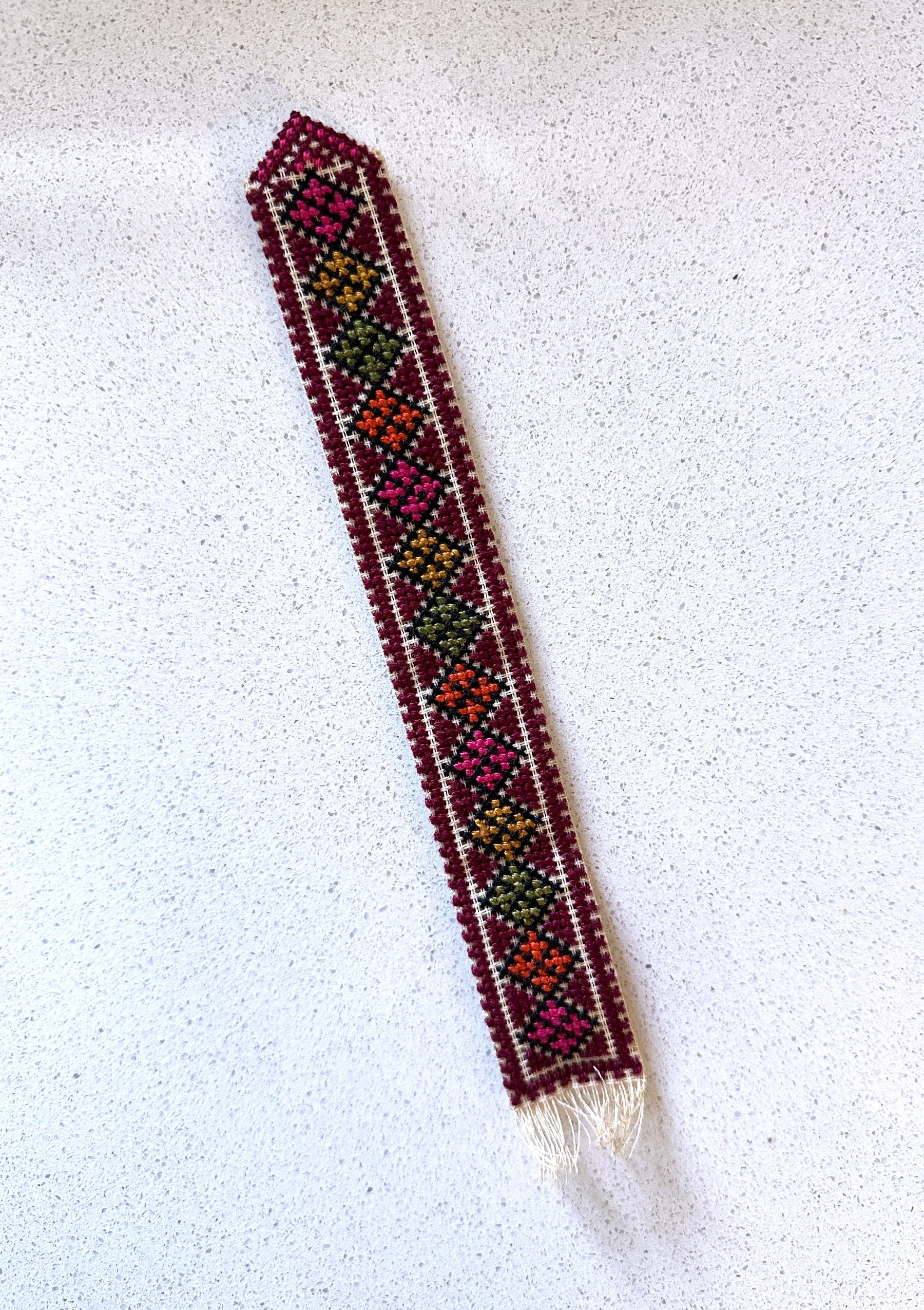 Palestinian Hand Embroidered Bookmark - Diamonds